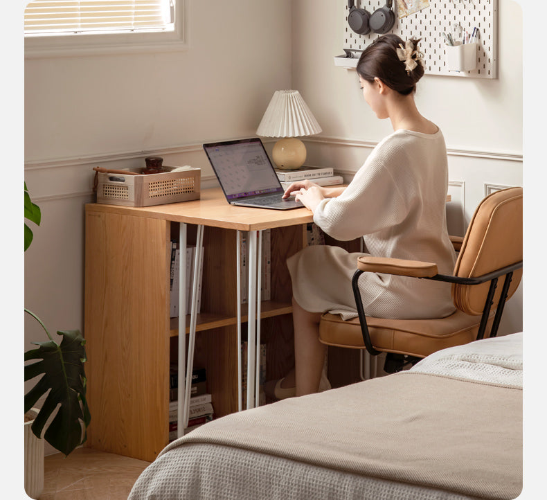 Oak, Beech Solid Wood Shelves Office Desk