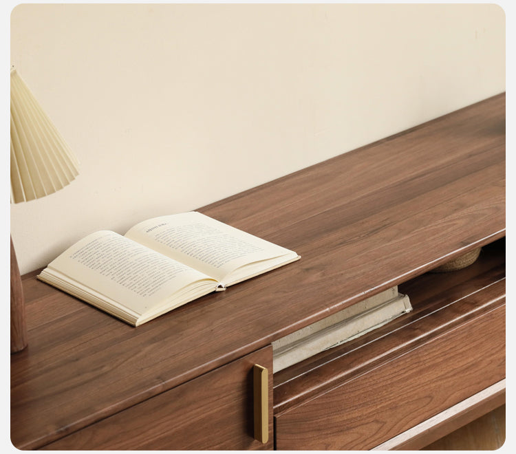 Black Walnut Solid Wood TV Stand Cabinet