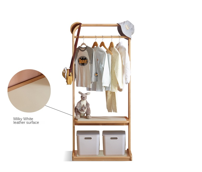 Beech solid wood kids coat rack floor hanger"