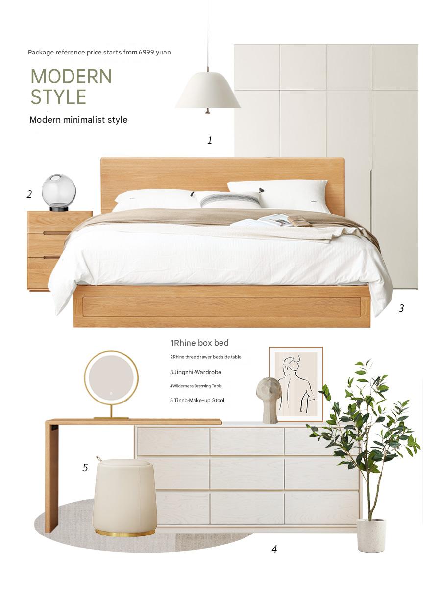 Ash, Oak, Black Walnut Solid Wood Box Bed Modern