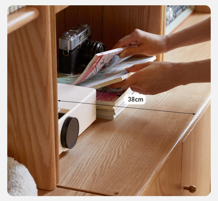 Oak Solid Wood Floor-To-Ceiling Combination Bookshelf, Glass Bookcase