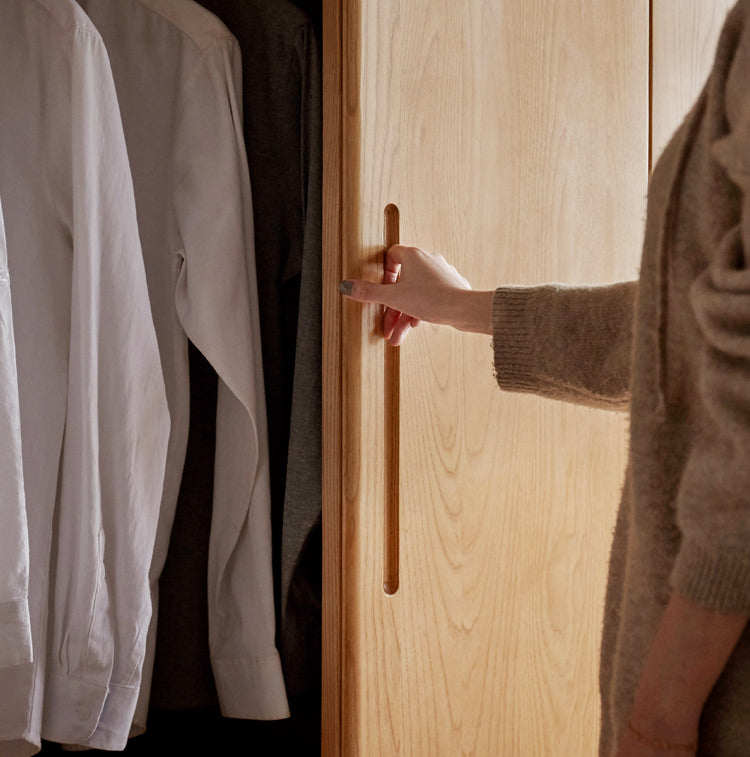 Oak, Ash Solid Wood Wardrobe Sliding Door.