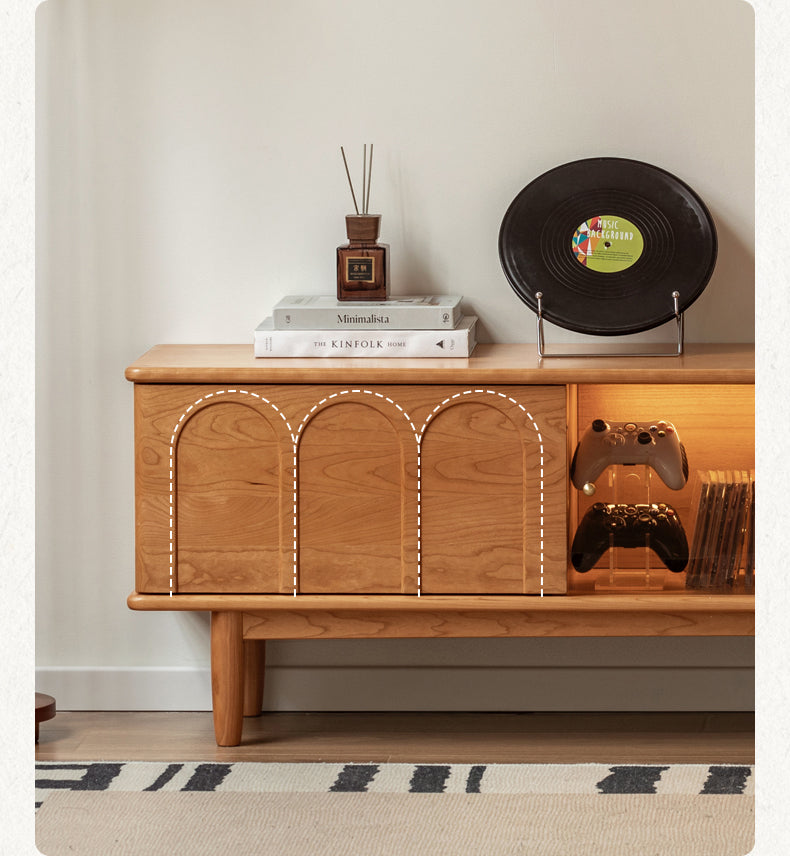 Cherry, Poplar Solid Wood French Retro Style TV Cabinet.