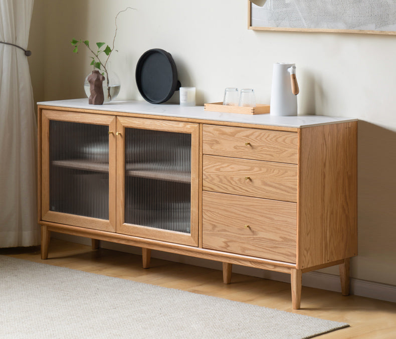 Oak Solid Wood Rock Board Modern Dining Sideboard