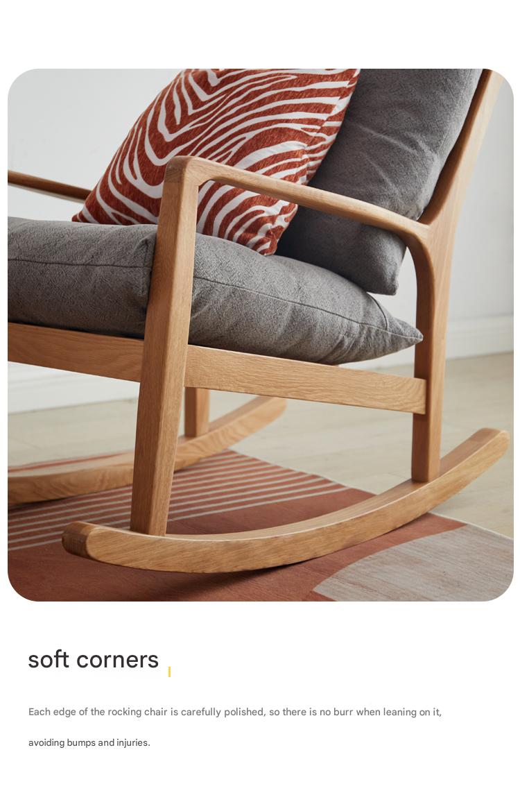 Oak Solid Wood Single Lazy Rocking Sofa Chair