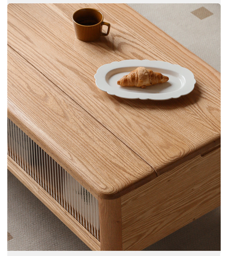 Oak Solid Wood Modern Slate Lifting Coffee Table