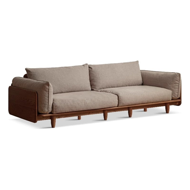 Oak, Ash Solid Wood Sofa Genuine Leather, Fabric.