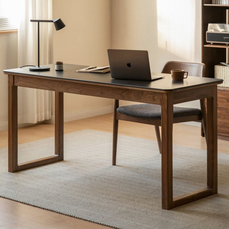 Rock slate Black Walnut Solid Wood Long Table "
