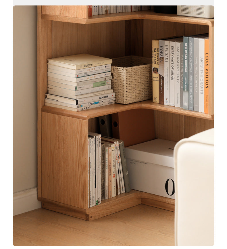 Oak Solid Wood Corner Bookcase