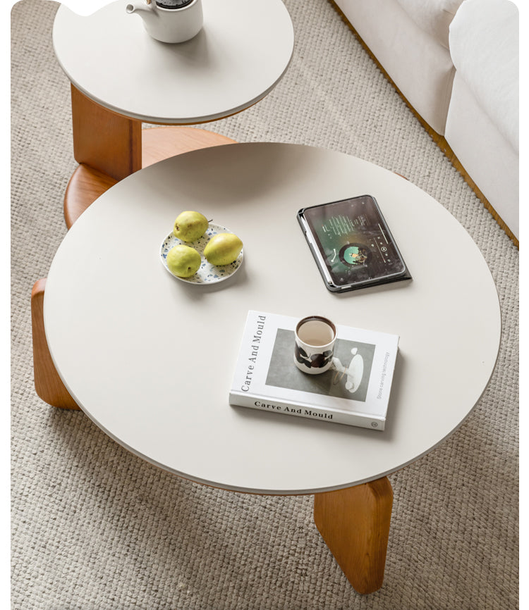 Cherry Solid Wood Round Coffee Table, Side Table