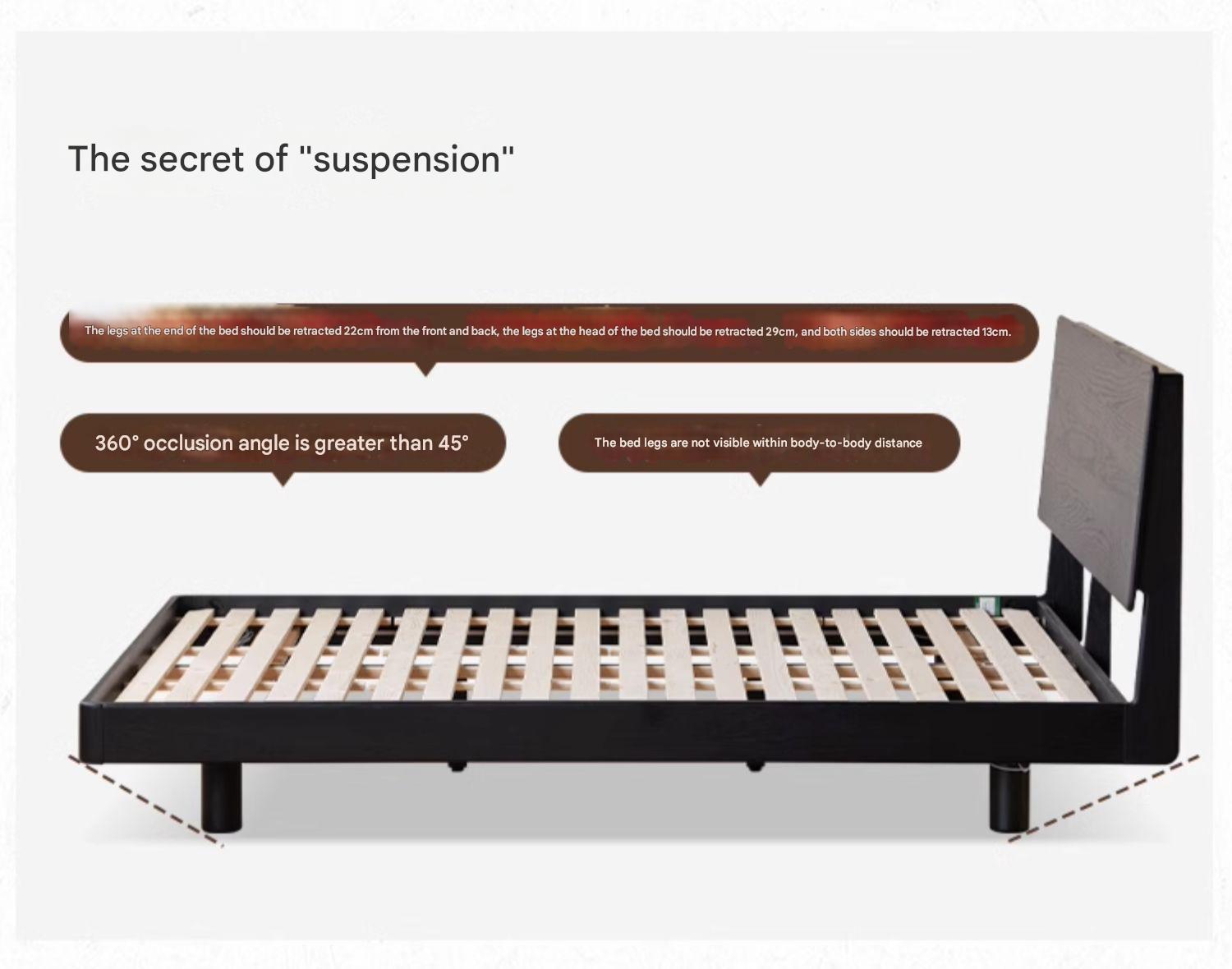 Oak Solid Wood Luminous Suspended Bed