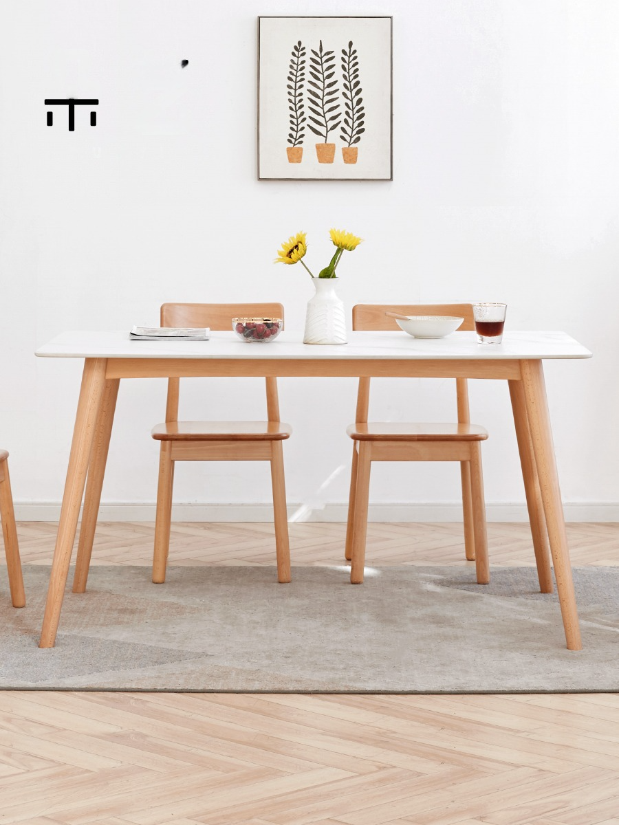 Beech Solid Wood Rock Plate Dining Table