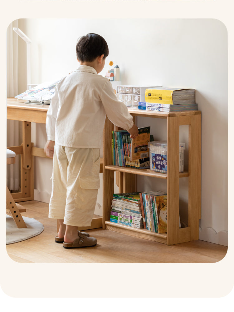 Oak, Beech Solid Wood Children's Toy Storage Bookshelf
