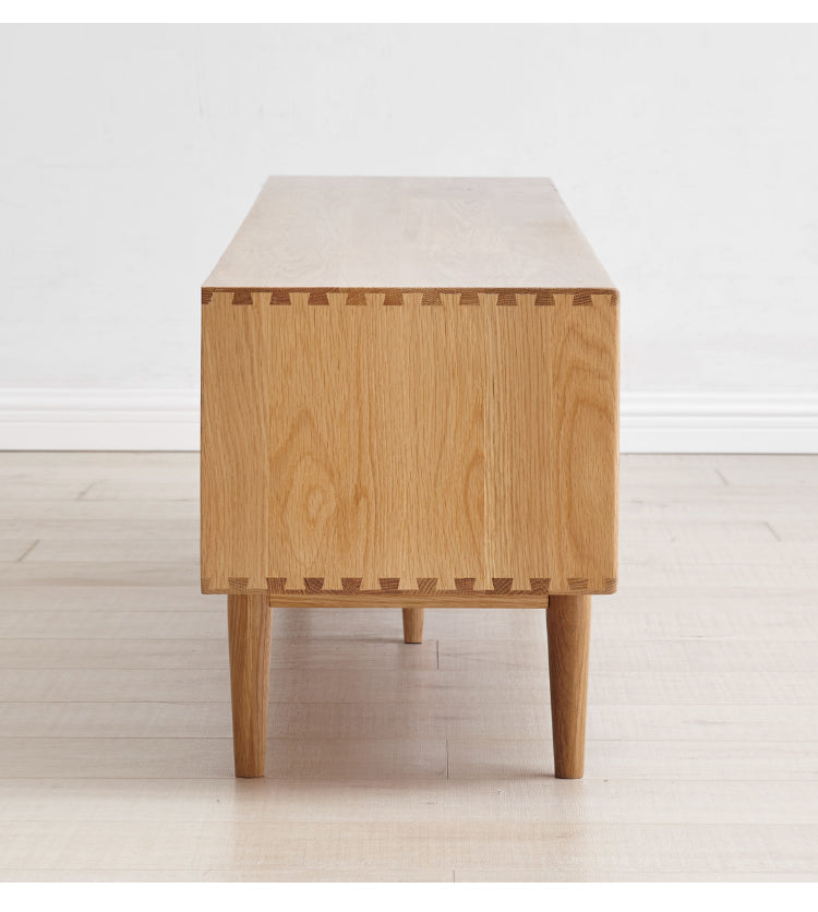 Rattan Oak solid wood TV cabinet"