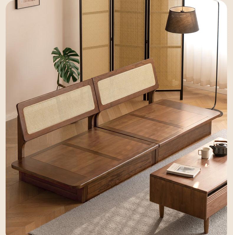 Oak Solid Wood Modern Fabric Sofa.