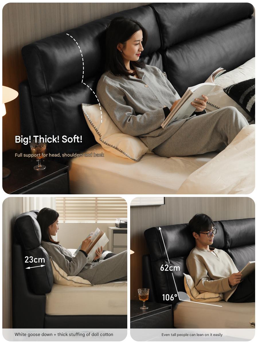 Leather Upholstered Bed with Down Filling