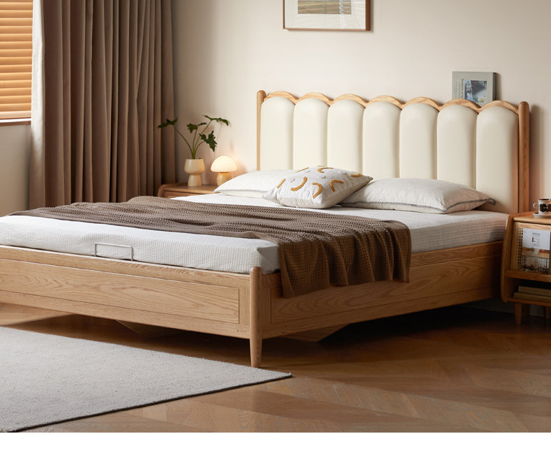 Oak Solid Wood Leather Piano Key Storage Box Bed