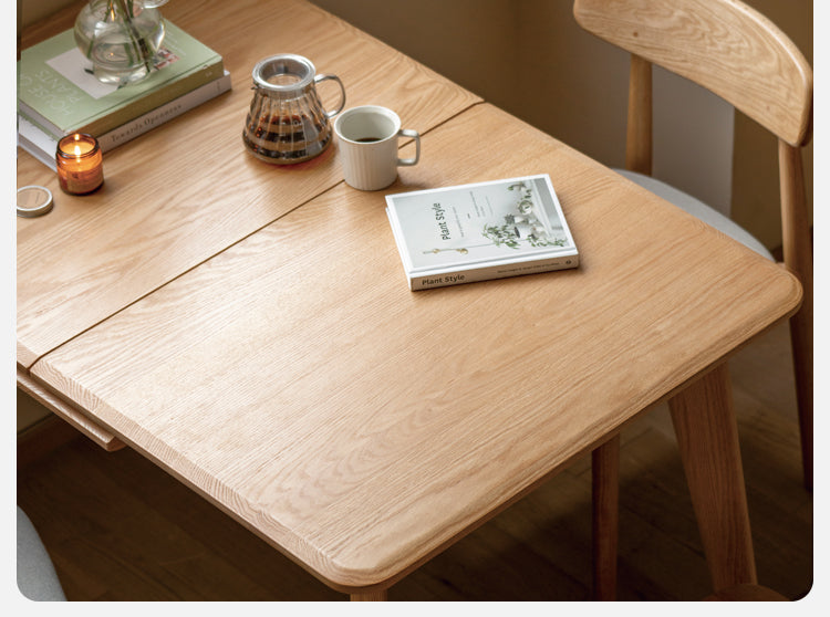 Oak, Ash Solid Wood Nordic Wall-Mounted Retractable Long Dining Table