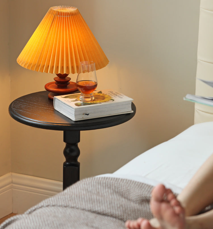 Solid Rubberwood, Poplar Solid Wood Side Table Black Small Furniture