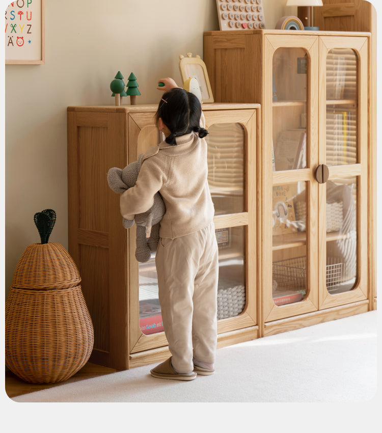 Oak Solid Wood Kids Bookcase Combination Bookshelf
