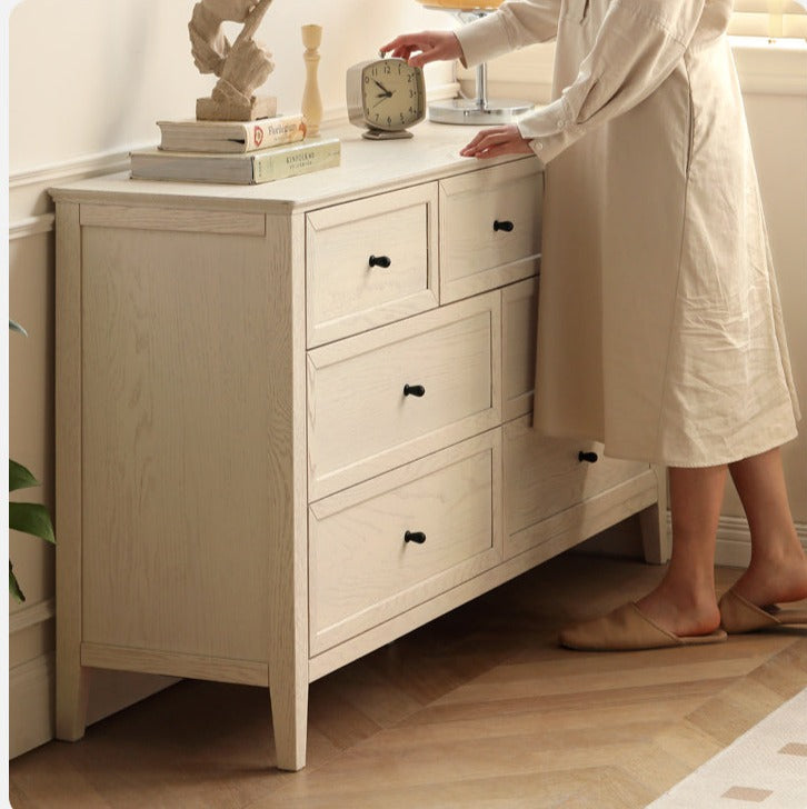 Rubberwood, Oak Solid Wood American Style Chest of Drawers