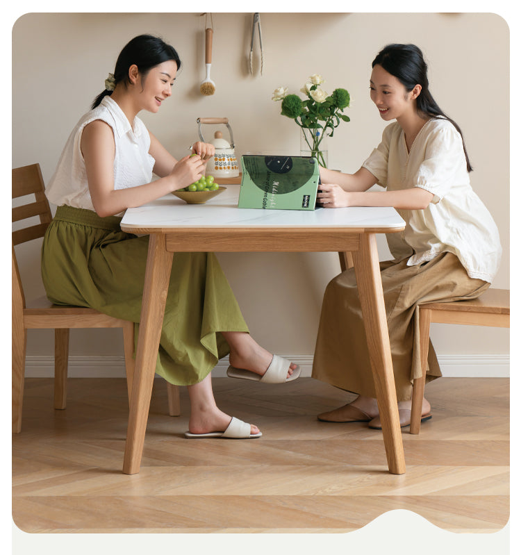 Ash Solid Wood Nordic Dining Table With Rock Slab Surface