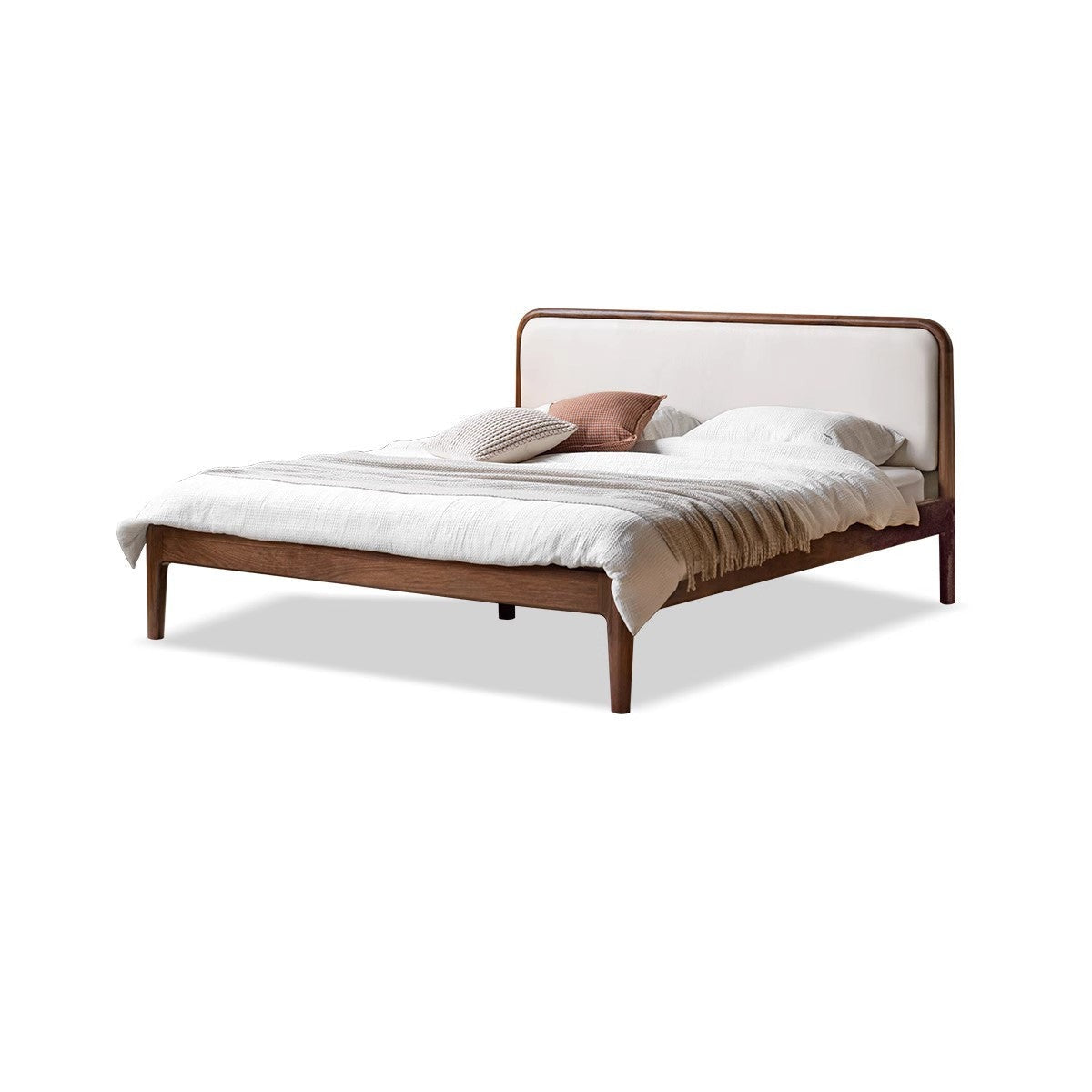 Black Walnut,Cherry Wood Cowhide Leather,Technical Cloth Bed