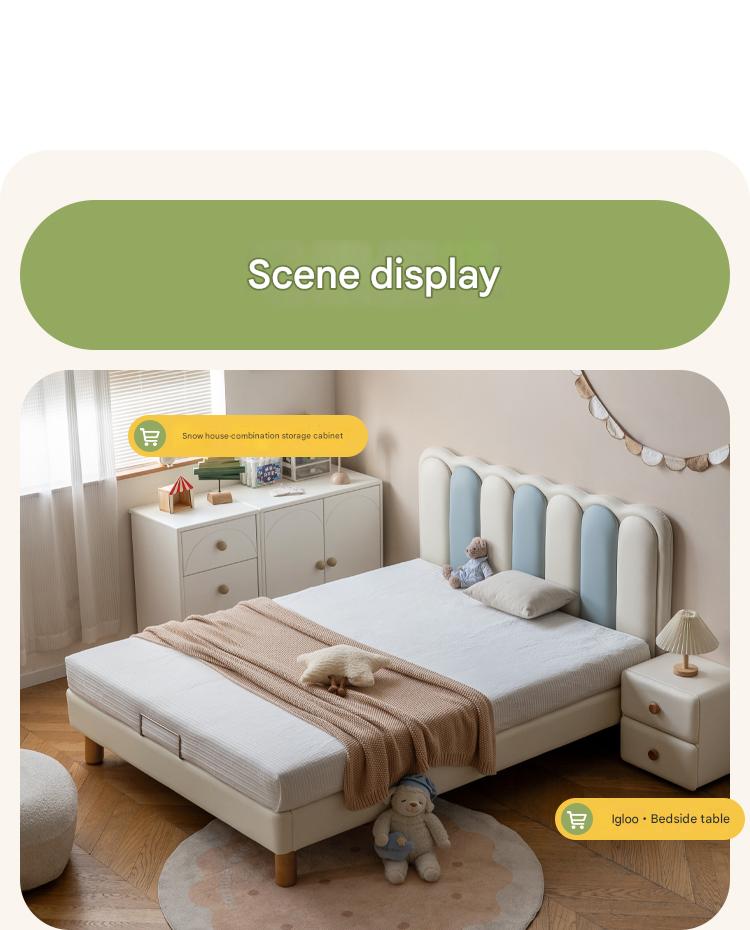 Organic leather cream style white Children's Bed
