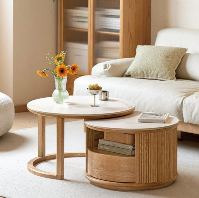 Oak, Ash Solid Wood Rock Plate Coffee Table