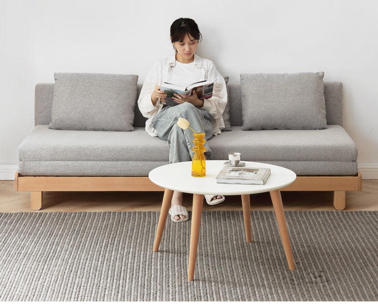 European Beech Solid Wood Sofa Bed Retractable Folding Bbed.