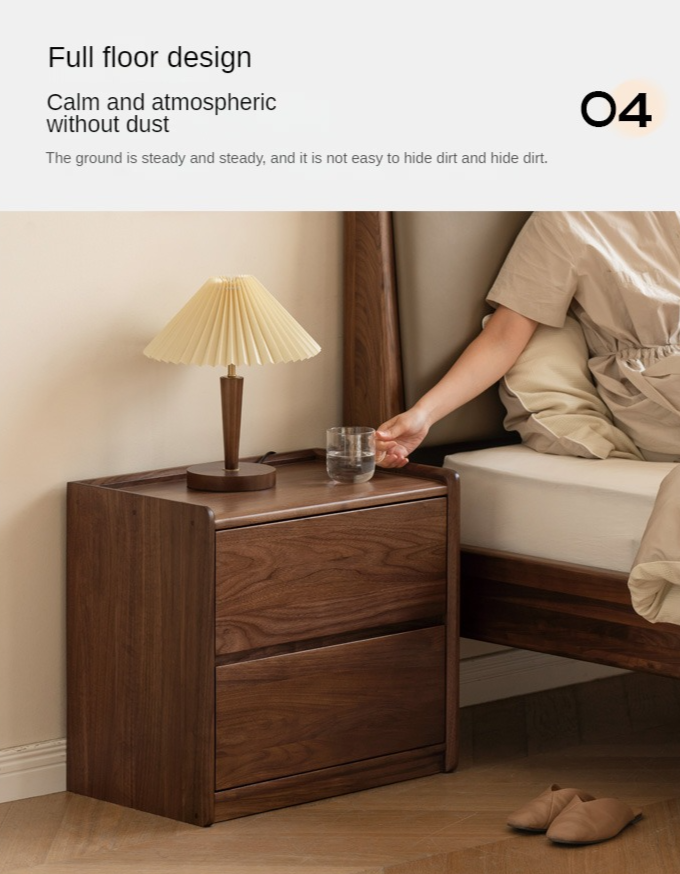 Sandalwood, Black Walnut Solid Wood Nightstand.