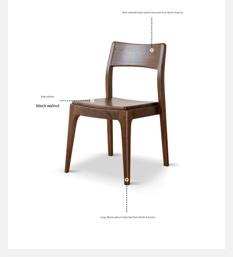 Black Walnut, Ash, Oak Solid Wood Dining Chair