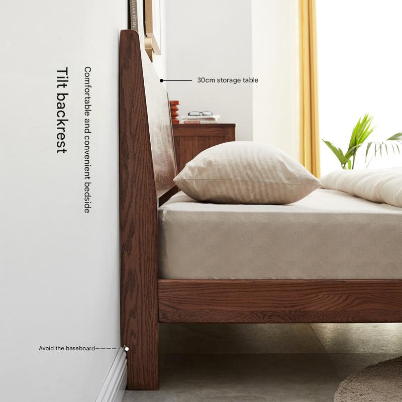 Oak solid wood bed modern simple Nordic bed