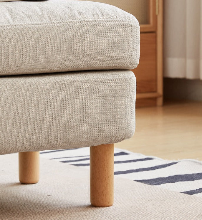 Beech Solid Wood Fabric Footstool