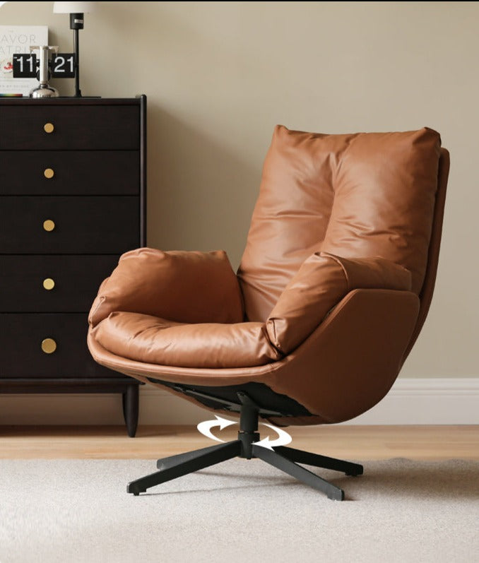 Organic Leather Swivel Sofa Chair Italian Light Luxury.