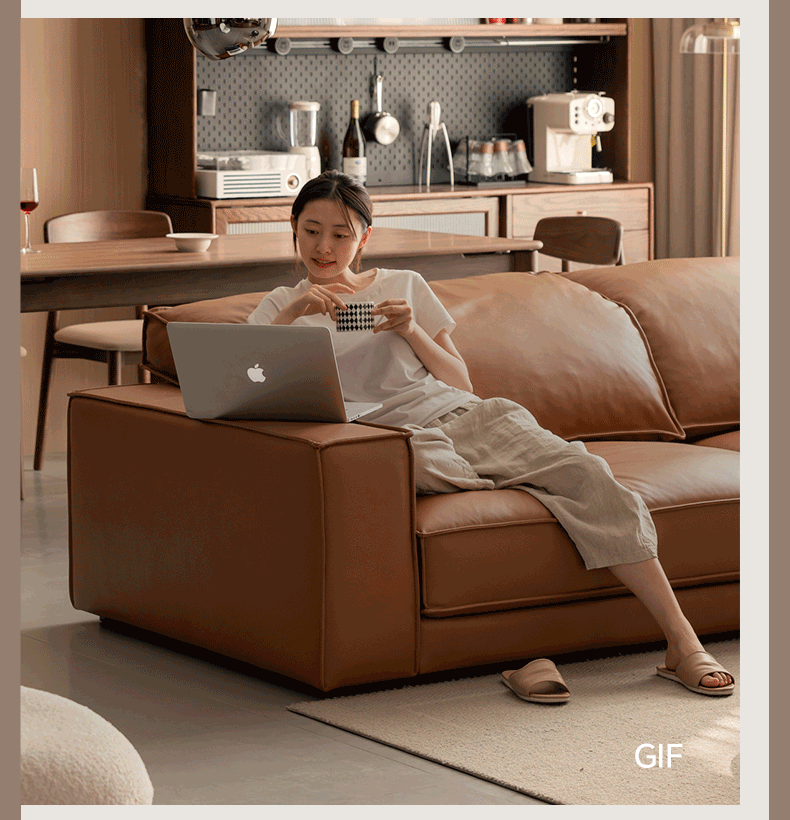 Leather Italian Top Layer Cowhide Sofa.