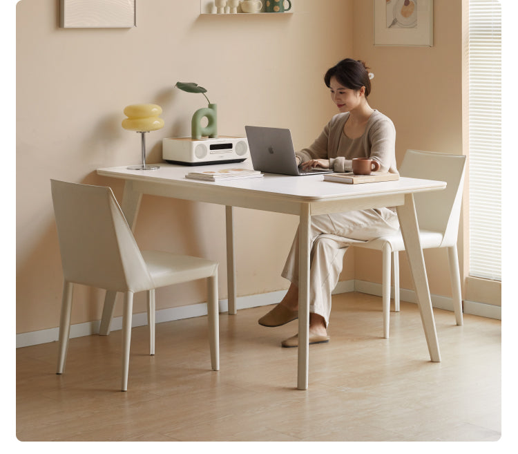 Birch Solid Wood Slate Cream Wind White Dining Table