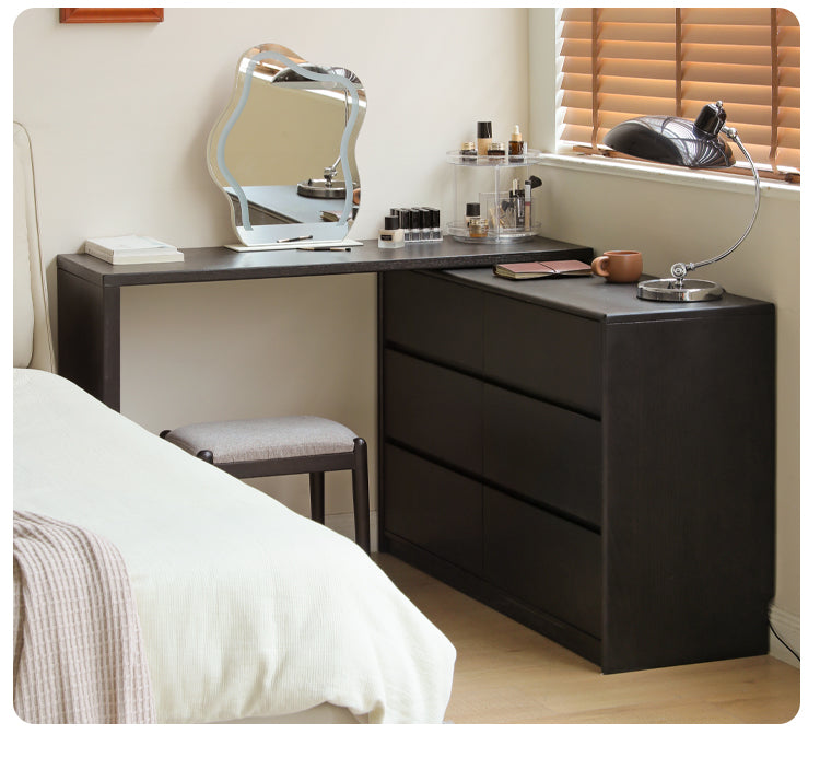 Oak Solid Wood Smoky Color Retro Dressing Table.