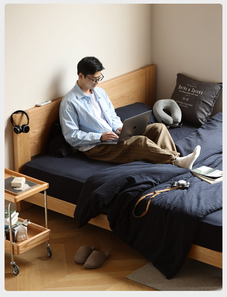 Oak, Rubberwood Solid Wood Bed - SPECIAL PRICE