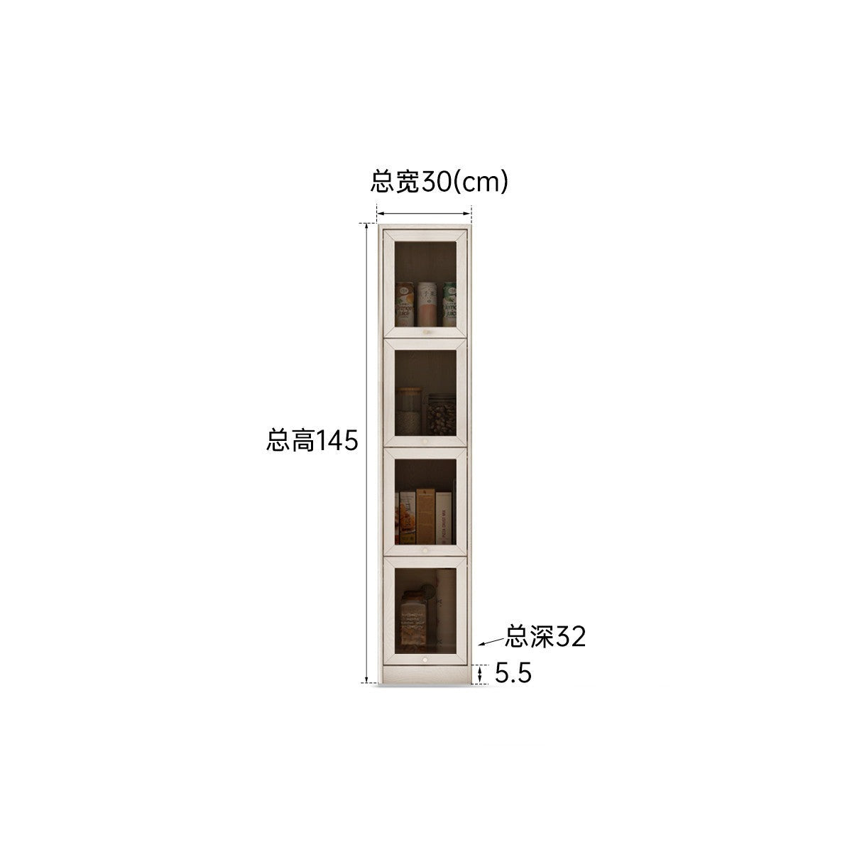 Oak Solid Wood Bookcase Corner Glass Flip Door