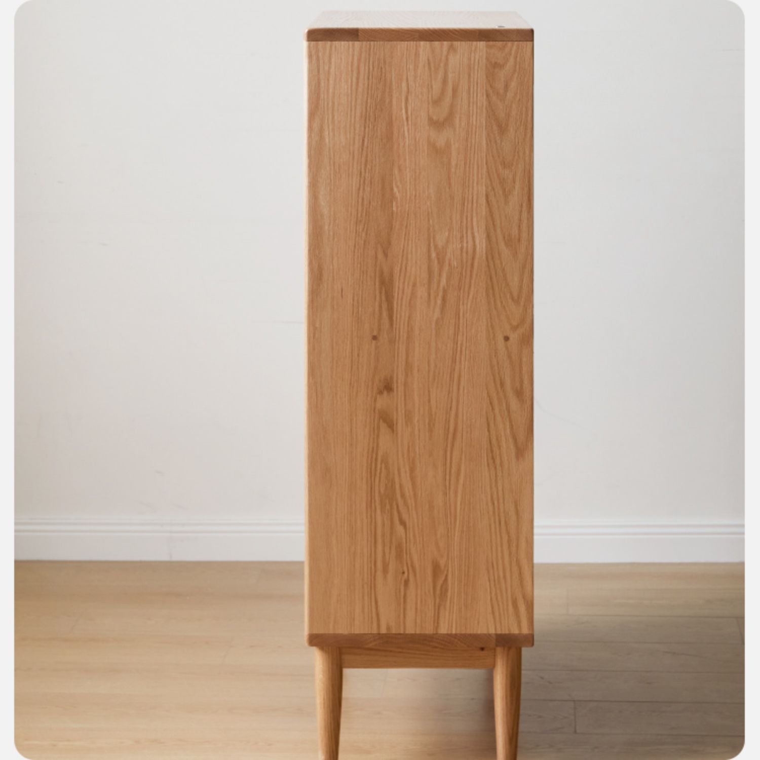 Oak Solid Wood Sliding Door Storage LED lights, Side Cabinet