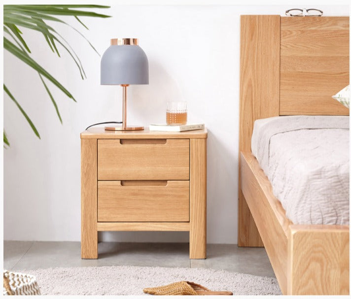Oak solid wood nightstand"