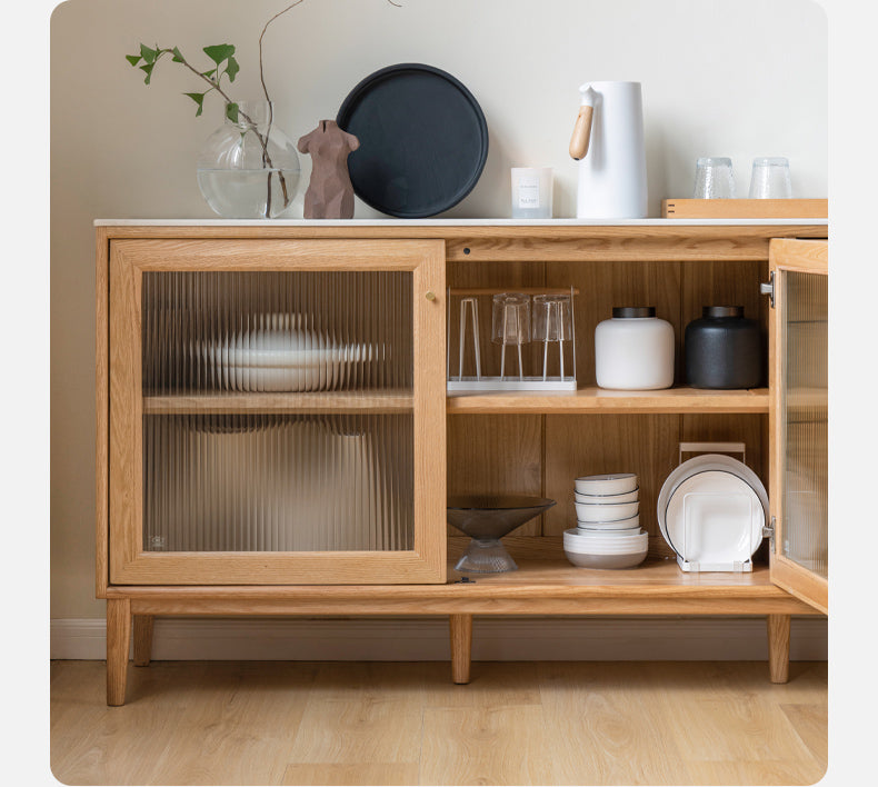 Oak Solid Wood Rock Board Modern Dining Sideboard
