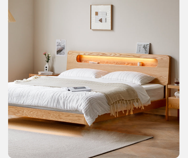 Oak Solid Wood Suspension Luminous Bed