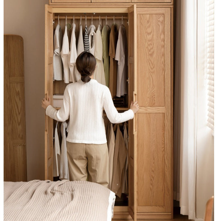 Oak Solid Wood Narrow Wardrobe.