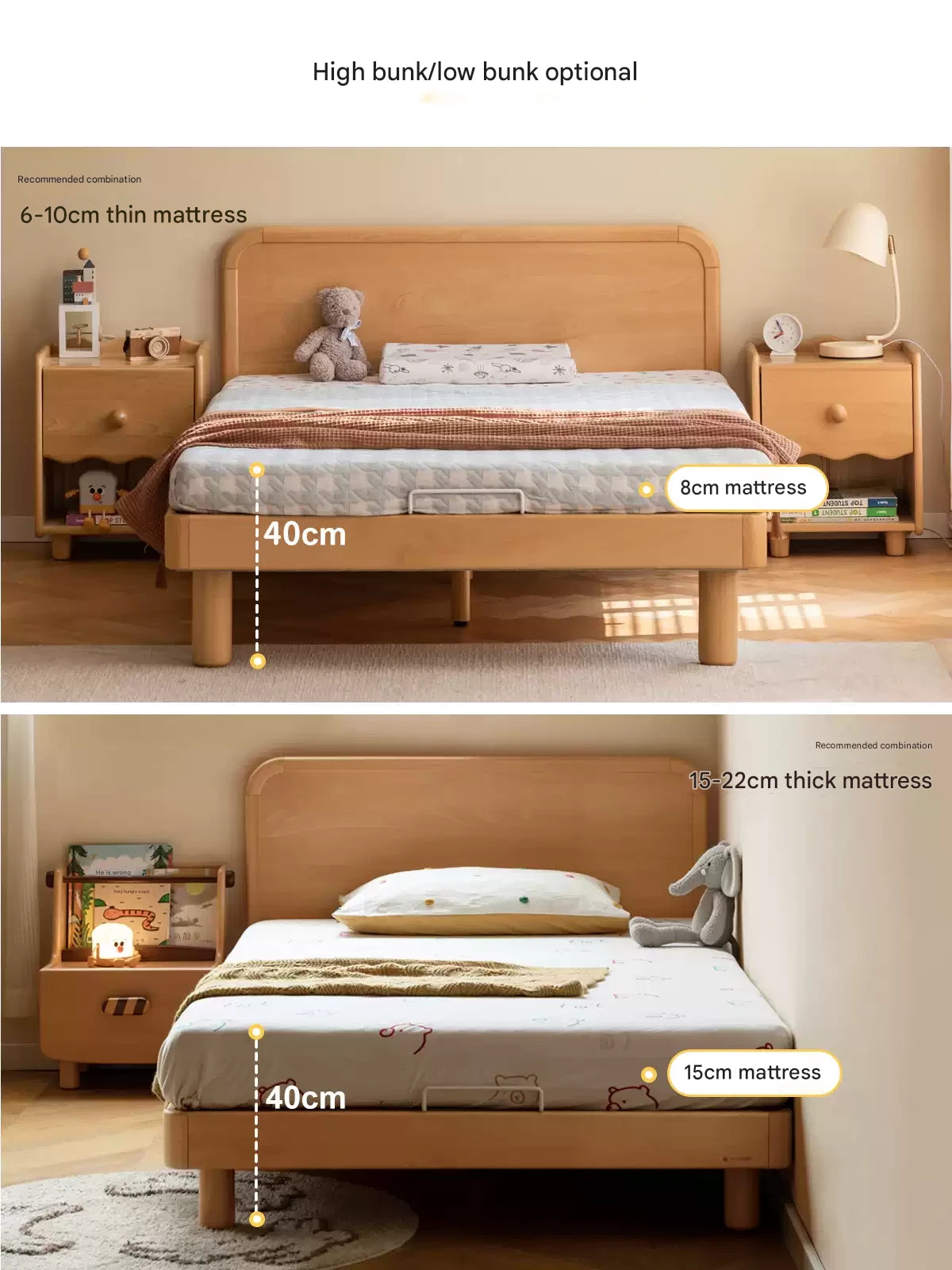 Beech Solid Wood Children's, Montessori Floor Bed<