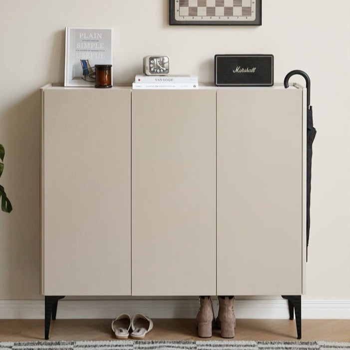 Light luxury Slab top Ash solid wood shoe cabinet"