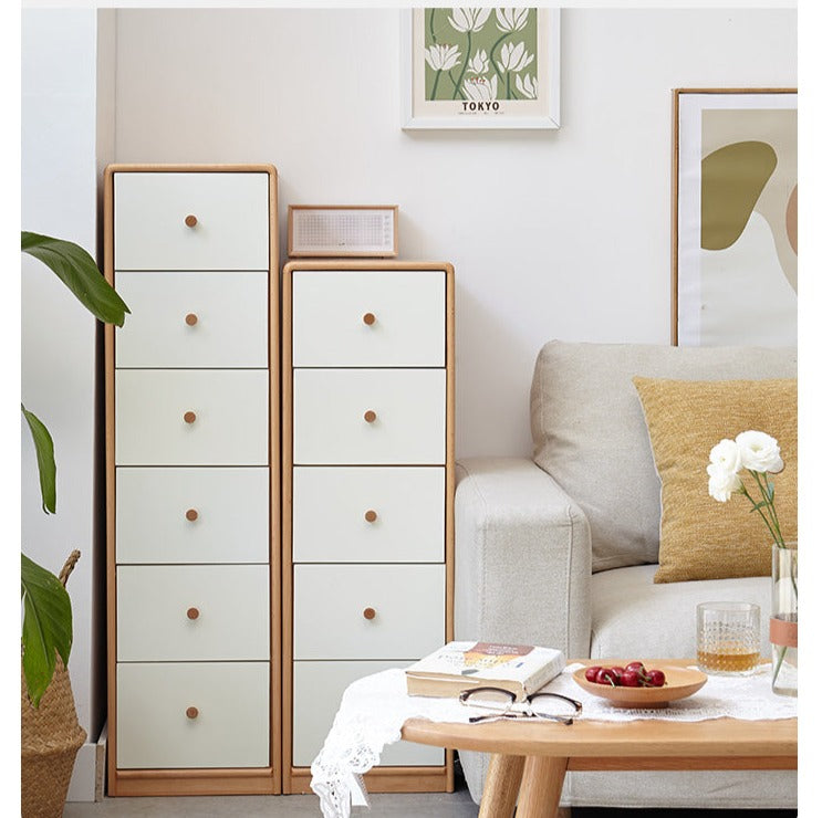 Oak, Beech Solid Wood Side Cabinet, Multi-Functional Storage
