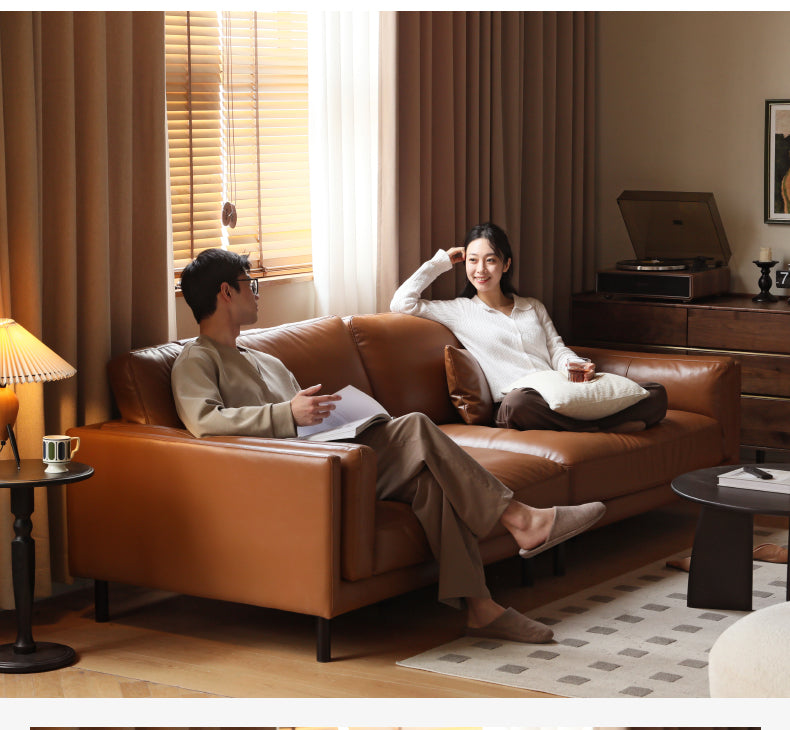 Leather Italian Minimalist Sofa.