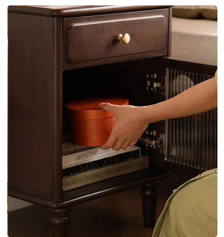 Black Walnut, Poplar Solid Wood American Retro Nightstand